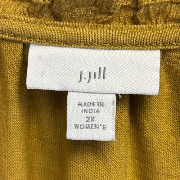 J. Jill Womens Boho Floral Embroidered Prairie V-Neck Top Size 2X Cottage Casual - Picture 3 of 7